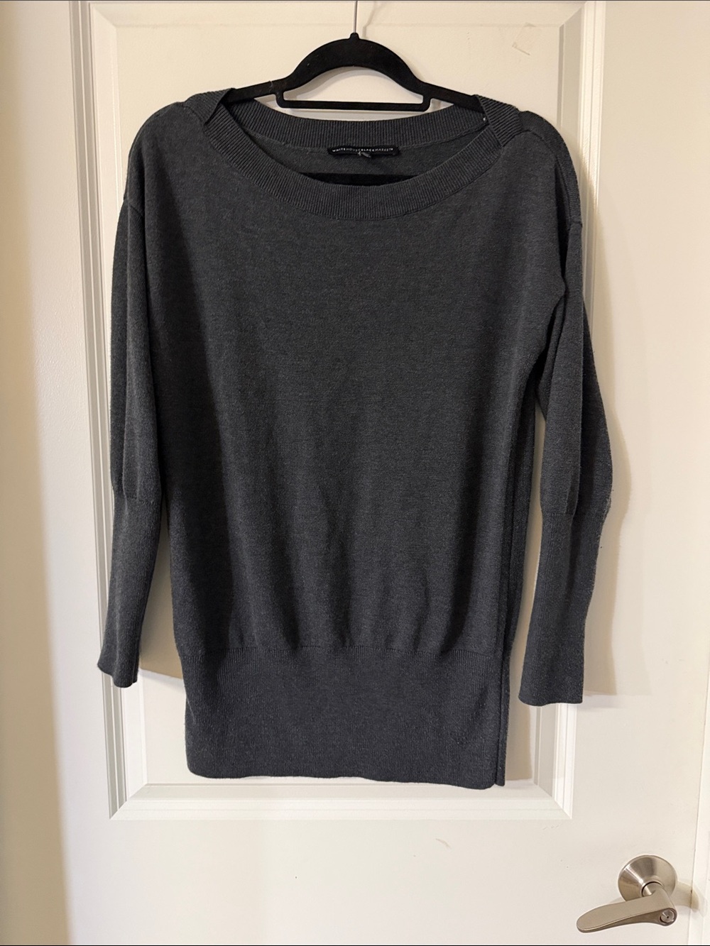 White House Black Market Dark Charcoal Scoop Neck Sweater